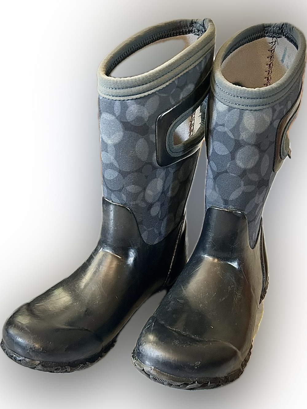 Bogs Kids Black and Gray Waterproof Rain Boots